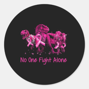 Dinosaur T Rex Breast Cancer Awareness Fighter Wom Classic Round Sticker