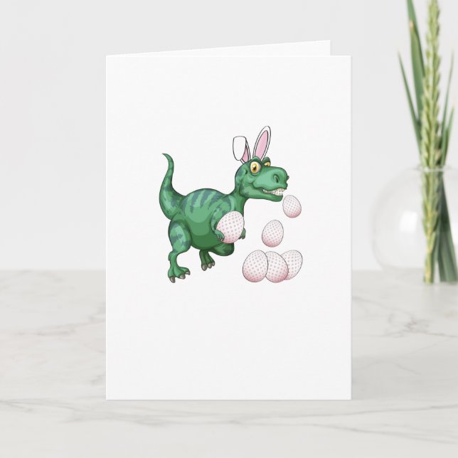 Dinosaur T-Rex Bunny Funny Easter Egg Holiday Card (Front)