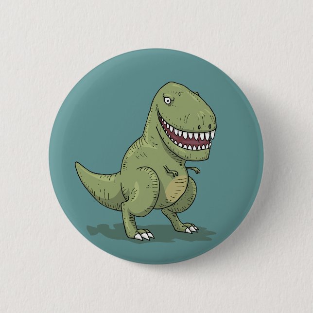 Dinosaur T Rex Cartoon 2 Inch Round Button (Front)