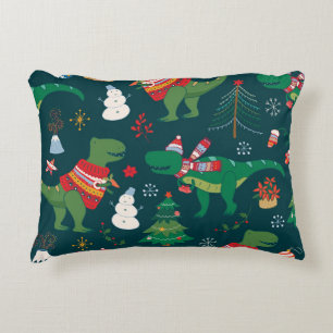 Dinosaur T-Rex: Christmas New Year. Accent Pillow