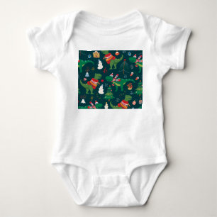 Dinosaur T-Rex: Christmas New Year. Baby Bodysuit