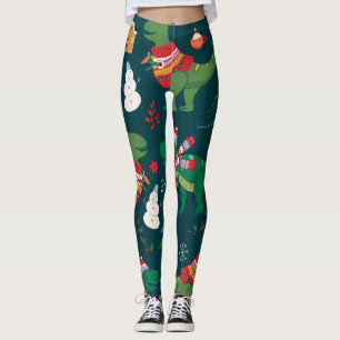 Dinosaur T-Rex: Christmas New Year. Leggings