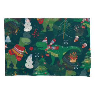 Dinosaur T-Rex: Christmas New Year. Pillowcase