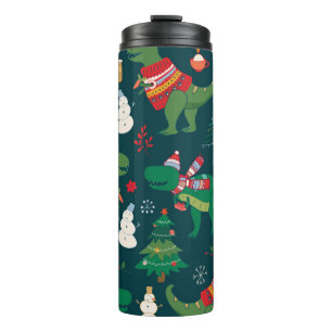 Dinosaur T-Rex: Christmas New Year. Thermal Tumbler