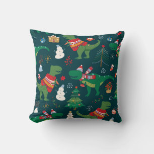 Dinosaur T-Rex: Christmas New Year. Throw Pillow