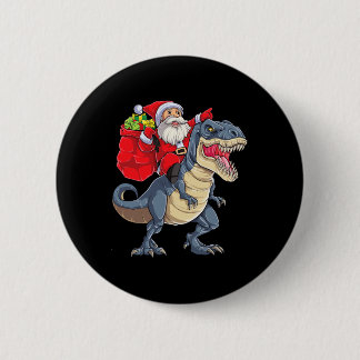 Dinosaur T Rex Christmas Santa Boys Men Girls Xmas 2 Inch Round Button