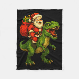Dinosaur T Rex Christmas Santa Dinosaur Xmas Boys Fleece Blanket