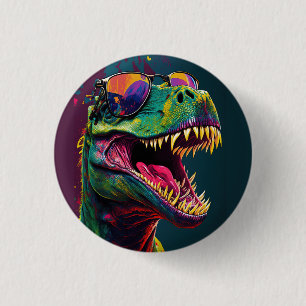 Dinosaur T Rex Colourful Cool Party 1 Inch Round Button