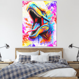 Dinosaur T-Rex - Colourful Dinosaur Trex Canvas Print