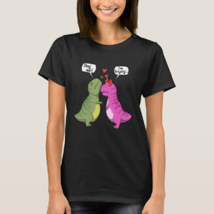 Dinosaur T Rex Couple Hug Me Funny Valentines Day T-Shirt