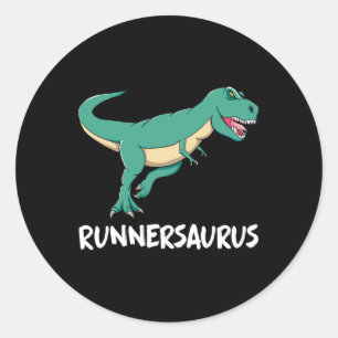 Dinosaur T-rex Dino Funny Exercise Cardio Running  Classic Round Sticker