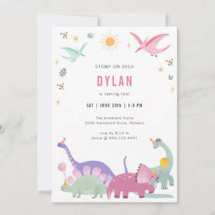 Dinosaur T-Rex Dino Party Kids Birthday Invitation