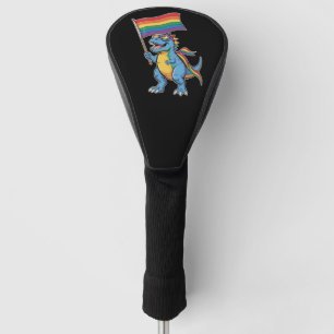 Dinosaur T Rex Gay Pride LGBTQ Ally Rainbow Flag Golf Head Cover