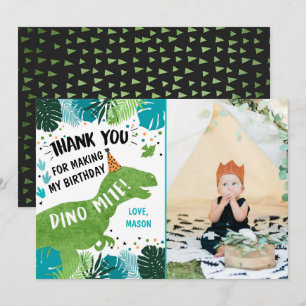 Dinosaur T-Rex Green Boy Carte de remerciements d'