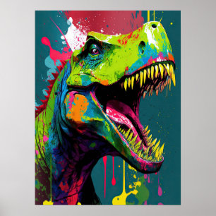 Dinosaur T Rex  Green Jurassic  Poster