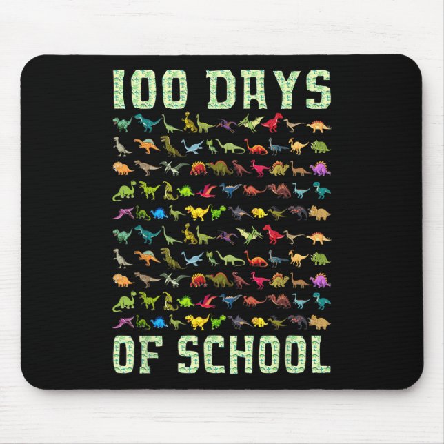 Dinosaur T Rex Happy 100th Day Of School Gifts 100 Mouse Pad (Front)