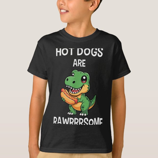Dinosaur T Rex Hot Dog Shirt Funny Hot Dogs Are Ra (Front)