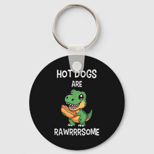 Dinosaur T Rex Hot Dog Shirt Funny Hot Dogs Are Ra Keychain