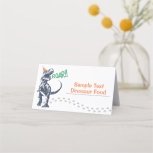 Dinosaur T-Rex in Party Hat Birthday Party Place Card
