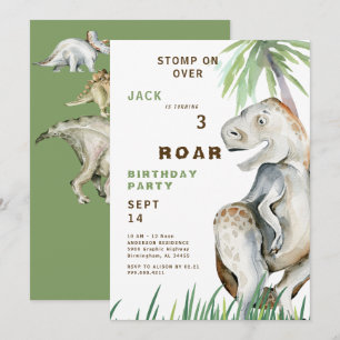 Dinosaur T-rex Invitation de fête d'anniversaire