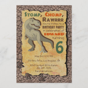 Dinosaur T-Rex Invitation de fête d'anniversaire