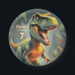 Dinosaur T Rex Jurassic Kid's Birthday Paper Plate<br><div class="desc">Is your child currently fascinated with dinosaurs? If so,  this T-Rex design will be a roaring success at their birthday celebration. Use the design tool to easily personalize it with your child's name and age.
generativecontent</div>