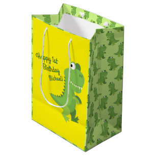 Dinosaur T-rex Kids 1st Birthday Dino Party Medium Gift Bag