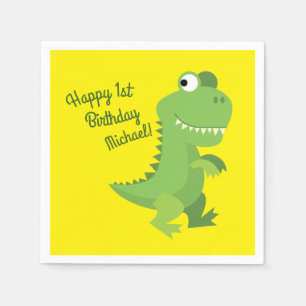 Dinosaur T-rex Kids 1st Birthday Dino Party Napkin