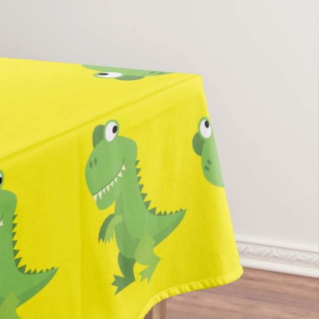 Dinosaur T-rex Kids 1st Birthday Dino Party Tablecloth (In Situ)