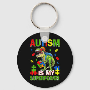 Dinosaur T-rex Kids Autism Is My Superpower Autism Keychain