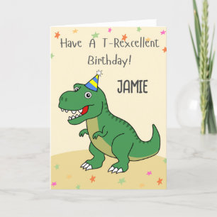 Dinosaur T-rex Kids Birthday Card 