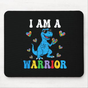 Dinosaur T-rex Kids I Am A Warrior Autism Kids Boy Mouse Pad