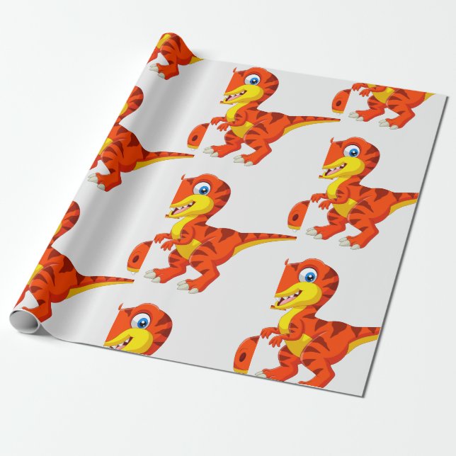 Dinosaur T Rex Kids Wrapping Paper (Unrolled)