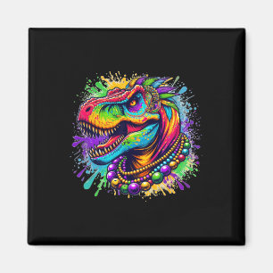 Dinosaur T Rex Mardi Gras Louisiana Carnival Colou Magnet