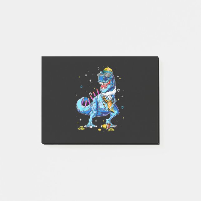 Dinosaur T-rex Menorasaurus Happy Hanukkah Menorah Post-it Notes (Front)