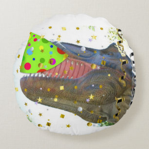 Dinosaur T-Rex Party Animal Round Pillow