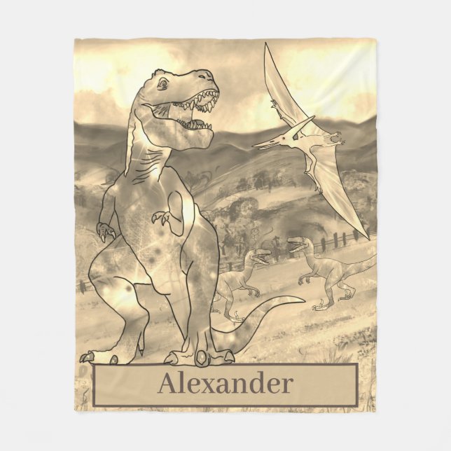 Dinosaur T Rex Personalized kids  Fleece Blanket (Front)