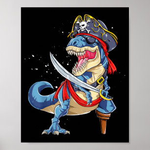Dinosaur T rex Pirate Jolly Roger Halloween Funny Poster