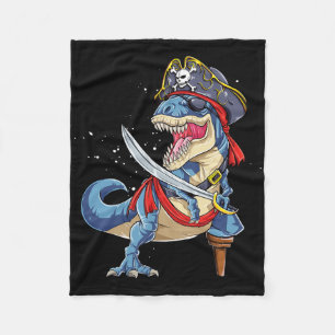 Dinosaur T Rex Pirate Jolly Roger Halloween Gifts Fleece Blanket