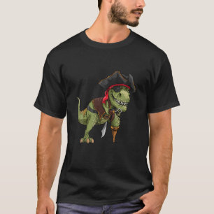 Dinosaur T Rex Pirate Jolly Roger Halloween Skull T-Shirt
