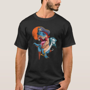 Dinosaur T Rex Pirate T Jolly Roger Flag Halloween T-Shirt