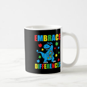 Dinosaur T-rex Puzzle Embrace Differences Autism A Coffee Mug