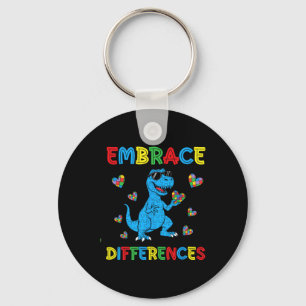 Dinosaur T-rex Puzzle Embrace Differences Autism A Keychain