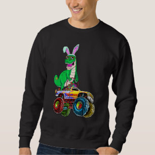 Dinosaur T Rex Riding Monster Truck Egg Easter Day Sweatshirt