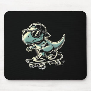 Dinosaur T Rex Skateboarding Funny Retro Skating  Mouse Pad