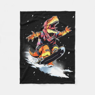 Dinosaur T-rex Snowboard Snowboard Snowboarder Win Fleece Blanket