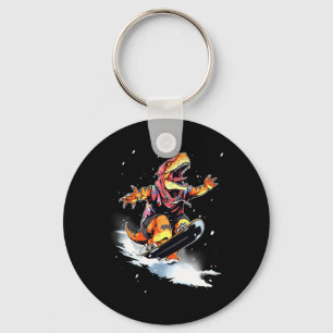 Dinosaur T-rex Snowboard Snowboard Snowboarder Win Keychain