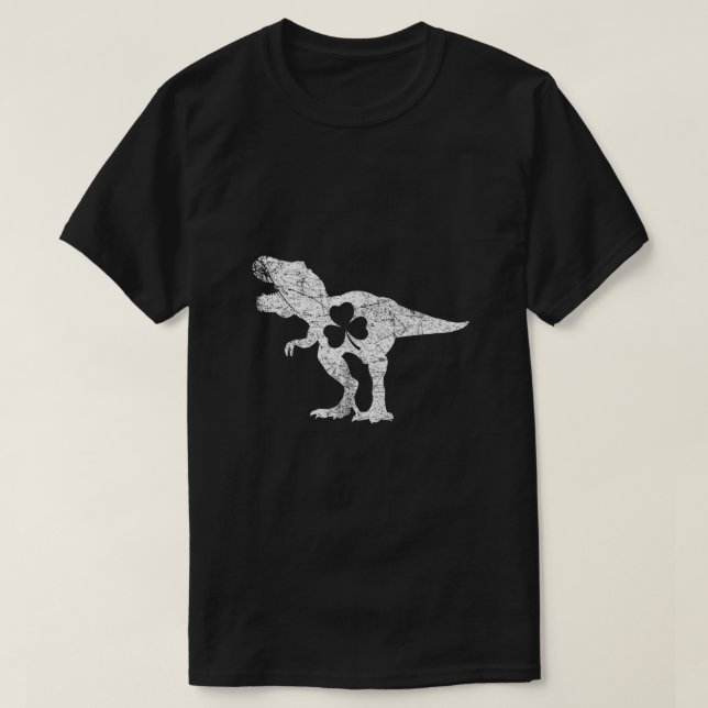 Dinosaur T Rex St Patricks Day Shamrock Adults Men T-Shirt (Design Front)