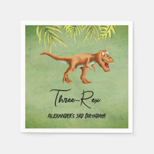 Dinosaur T Rex Thrid Birthday Party  Napkin