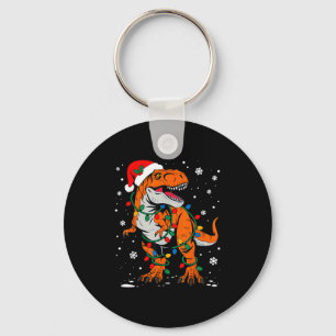 Dinosaur T Rex Tree Christmas Funny Xmas Dino Boys Keychain